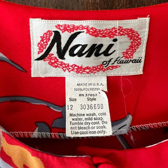 Vintage Nani Of Hawaii Maxi Hawaiian Dress 1970s Size 12 (small) Floral Red - Picture 7 of 11
